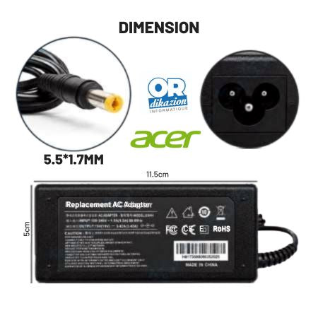 Chargeur PC Portable Acer 65W – 19V 3.42A
