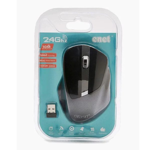 Enet Souris Optique Sans Fil 2.4GHz 1600 DPI – Nano Receiver, Portée 10M