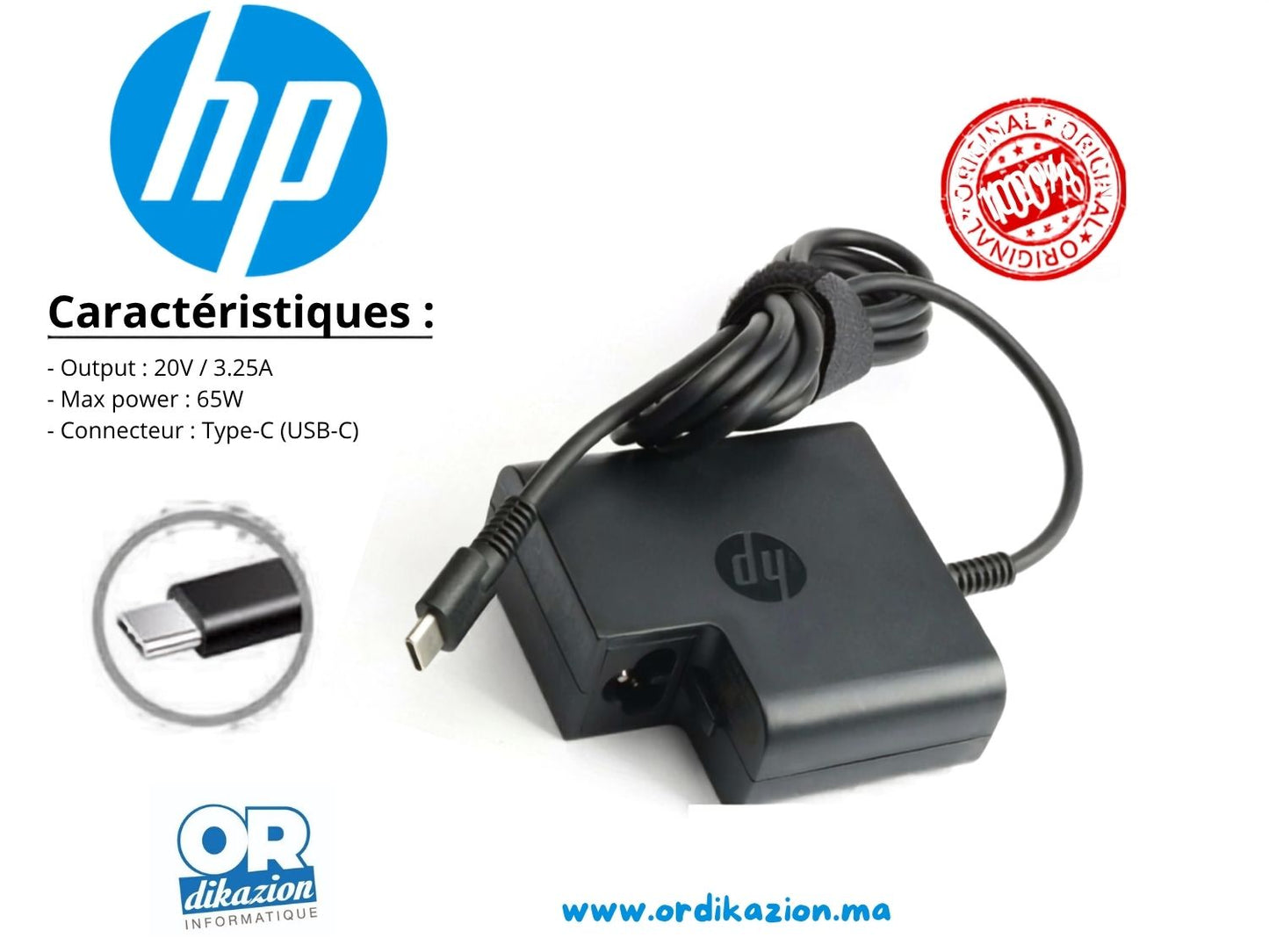 Chargeur PC Portable HP USB-C 65W