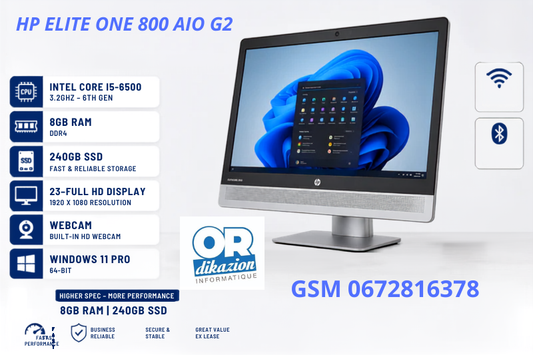 HP EliteOne 800 G2 AIO 23" - Core i5-6500 - 8Go RAM - 256Go SSD