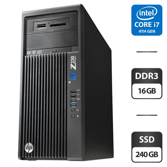 HP Z230 Tower Workstation i7-4790 16Go RAM 256Go SSD - Occasion Très Bon État