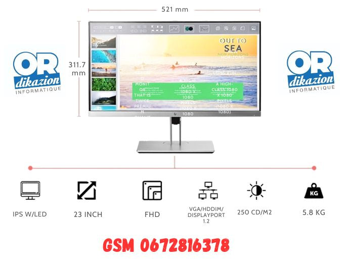 Écran HP EliteDisplay E233 23" Full HD - Excellent état