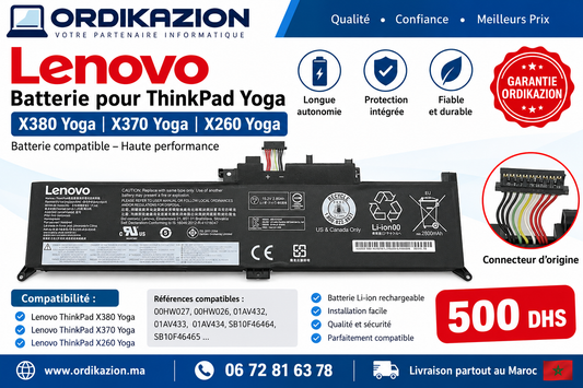 Batterie Lenovo ThinkPad X380 Yoga / X370 Yoga / 260 Yoga – Original – 500 DH