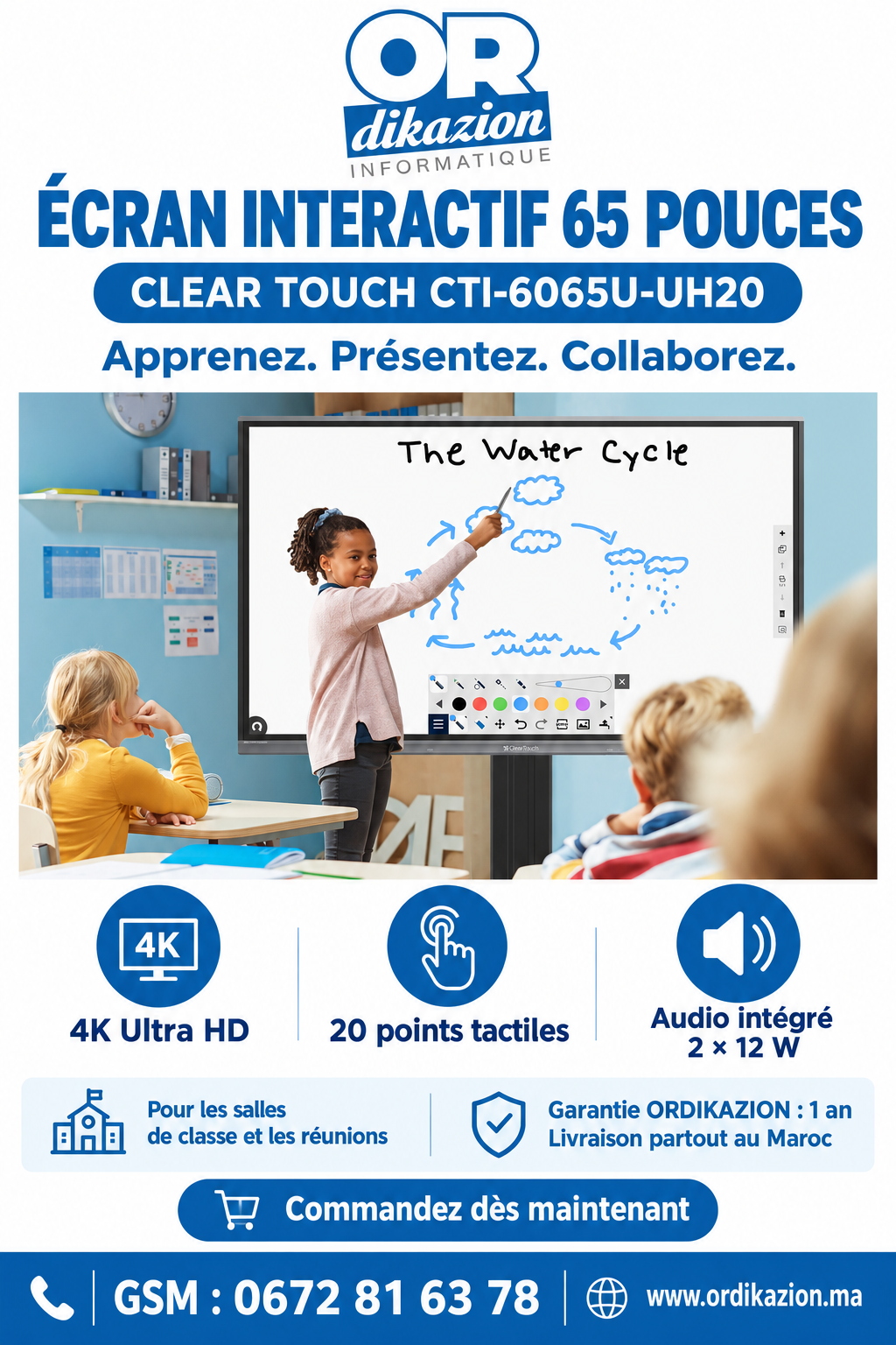 Écran interactif Clear Touch 65 pouces 4K – CTI-6065U