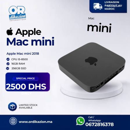 Apple Mac Mini A1993 EMC 3213 – Core i5 / 16 Go RAM / 256 Go NVMe – Reconditionné