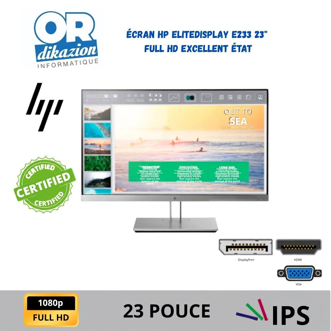 Écran HP EliteDisplay E233 23" Full HD - Excellent état