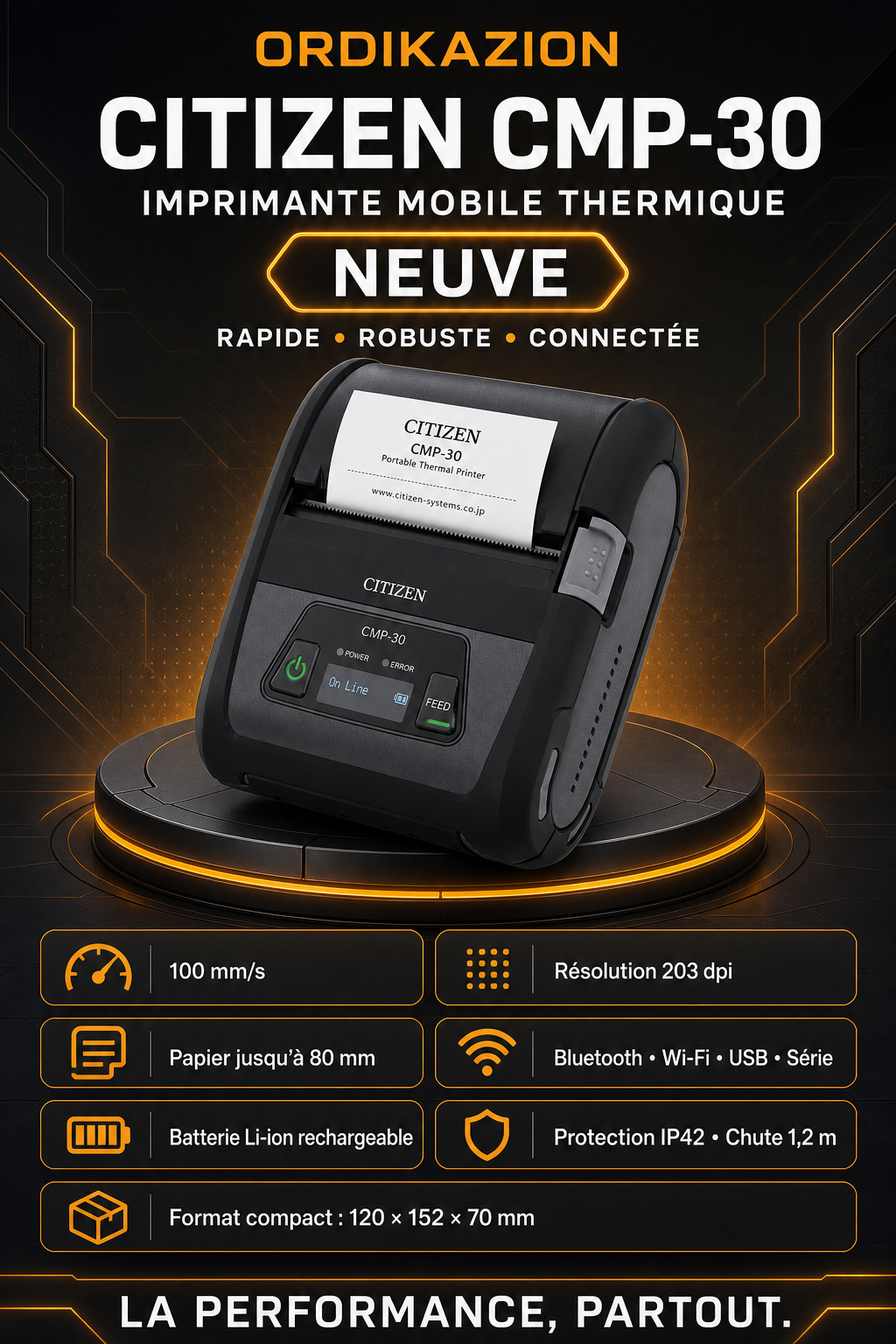 Imprimante Mobile Citizen CMP-30 – Thermique 3 pouces