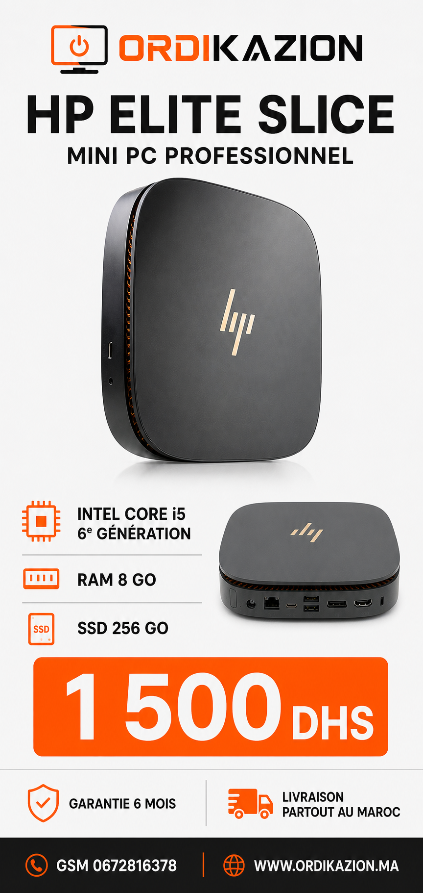 HP Elite Slice – Core i5 6e génération, 8 Go RAM, SSD 256 Go