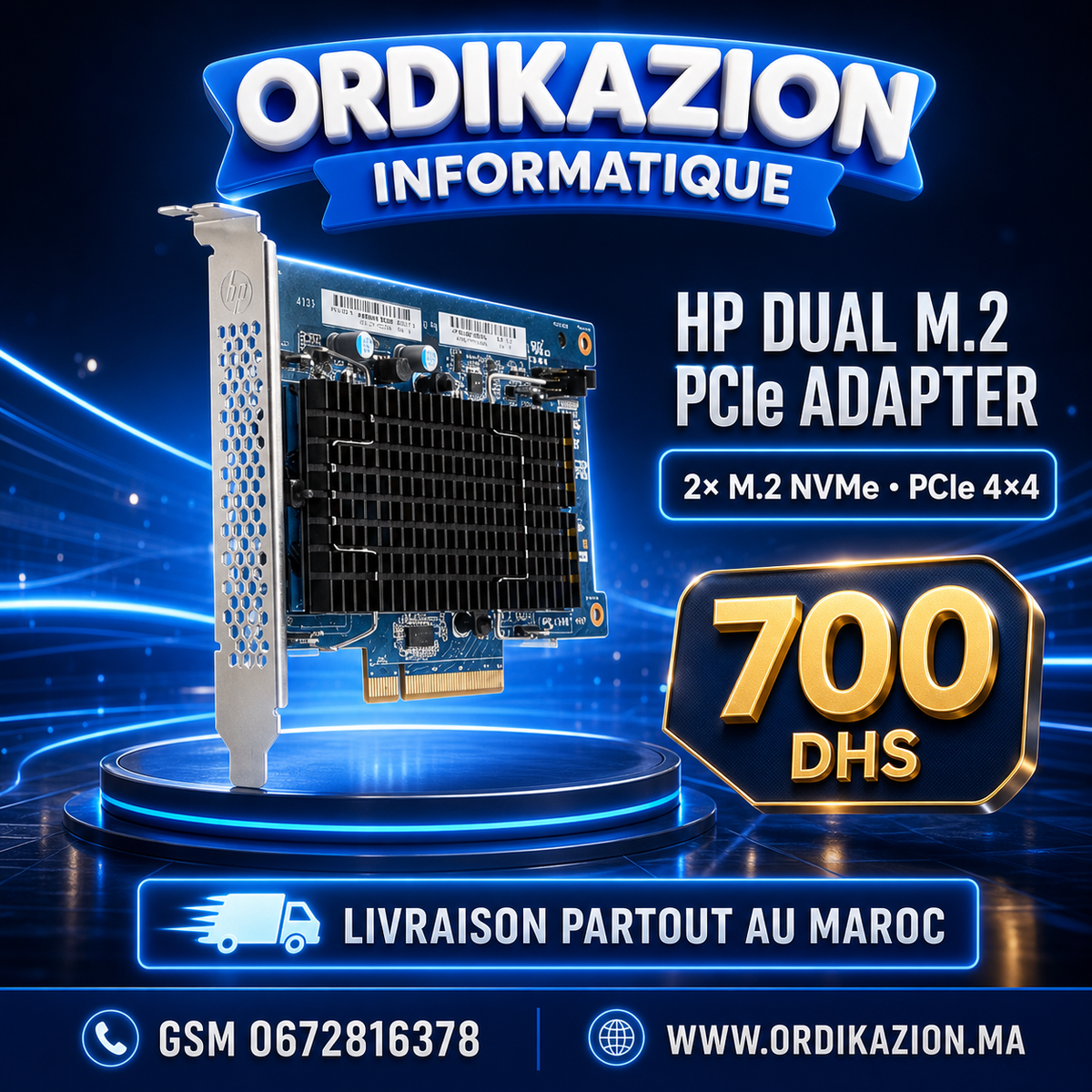 Adaptateur HP Z Turbo Drive Dual Pro – 2 SSD M.2 NVMe PCIe 4.0
