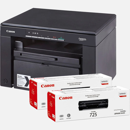 Imprimante Canon i-SENSYS Laser Monochrome MF3010 + 2 Toners Canon 725
