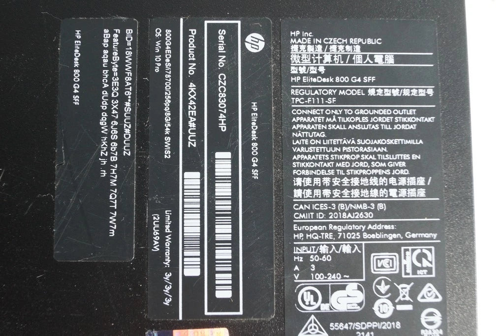 HP EliteDesk 800 G4 – i5 8eme Géneration / 8 Go RAM / 256 Go SSD